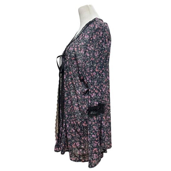 Vintage Blouse Women's Plus 1x Floral‎ Mesh Sheer Babydoll Boho Feminine 90s Y2K - Picture 8 of 11